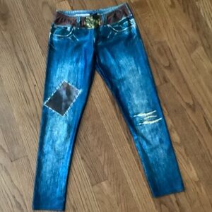 Stylish Blue Denim-Look Leggings